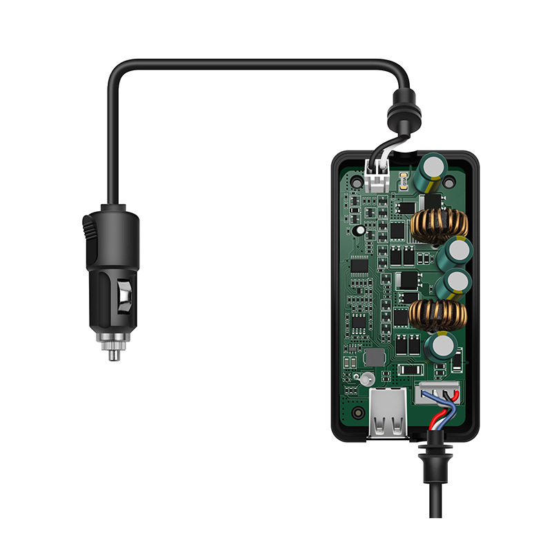 Автомобильное зарядное устройство для 2 аккумуляторов и пульта DJI Mavic Air 2 / Air 2S повышенной мощности (2 USB) (YX)