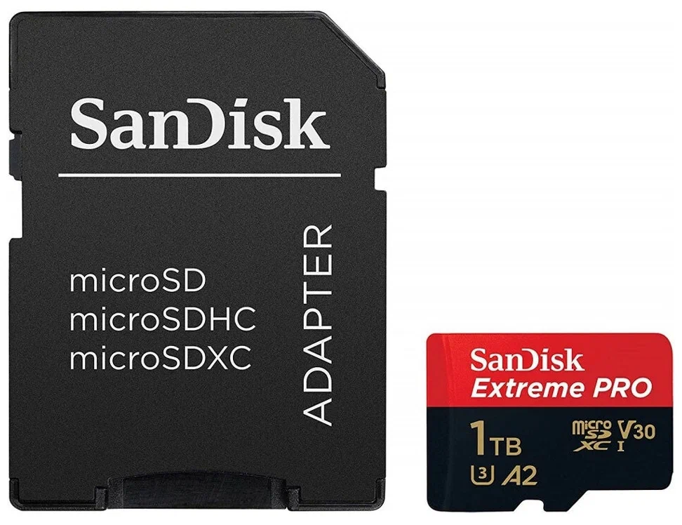 Карта памяти SANDISK Extreme Pro 1Tb micro SDXC UHS-I U3 V30 A2 + ADP (200/140 MB/s) SDSQXCD-1T00-GN6MA